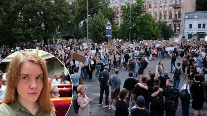 «Мені все одно на НАБУ та САП на плакатах»: Мар'яна Безугла з'явилася на протесті у Києві — мітингарі обурені