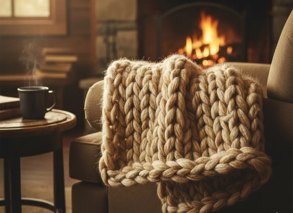 теплий плед грубої в&rsquo;язки