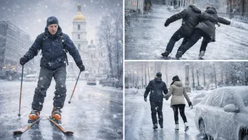 Льодовий апокаліпсис в Україні: мешканці Києва одягають лижі, а вулиці інших міст перетворилися на ковзанку