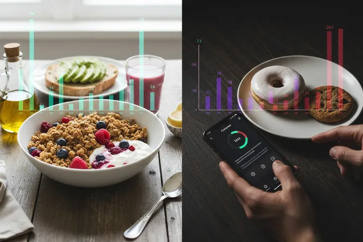 Ілюстративне зображення їжі і підрахунку калорій